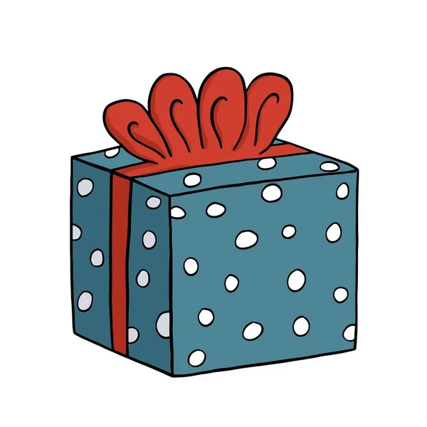 Gift Box Ribbons Cartoon Doodle Art Vector Illustration — стоковый вектор