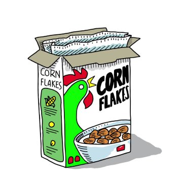 Hand Drawn Cereal box cartoon doodle vector illustration