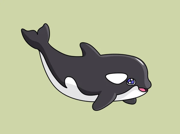 Killer Whale Orca Cartoon Character Vector Illustration — стоковый вектор