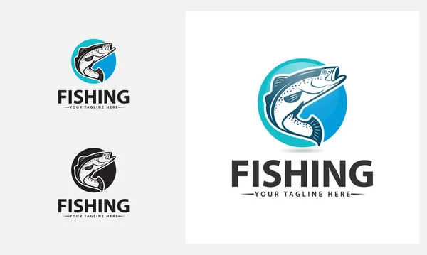 Insignia Pesca Diseño Plantilla Logotipo — Vector de stock