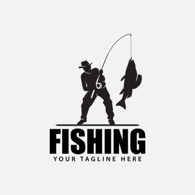 Balıkçılık Rozeti ve Logo Şablonu Tasarımı 