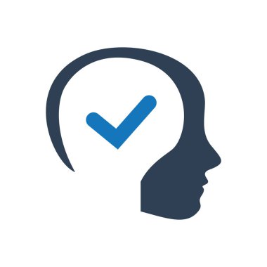 insan beyni simgesiyle baş işareti, siluet biçimi