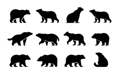 bear silhouettes on white background, vector illustration