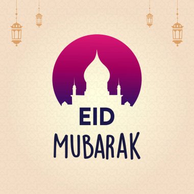 Camii olan Mübarek bayram kartı.