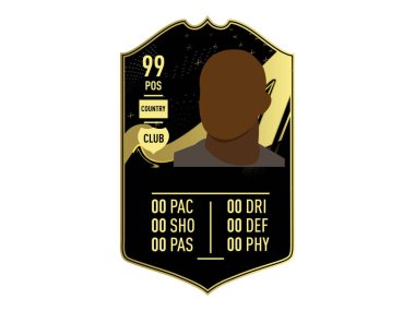 FUT Kart - Fifa Ultimate Team özel kart vektör çizimi. Kişisel düzenleme ve yazdırma için vektör kartı