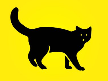 Kara Kedi Silüet vektör çizimleri. 