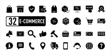 E-ticaret simgesi vektör çizimi. E-ticaret Simgesi Koleksiyonu.