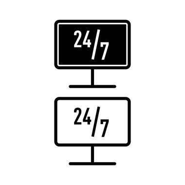 7 / 24 servis açık ikon vektör illüstrasyonu. E-ticaret simgesi