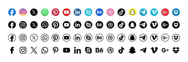 Facebook, Instagram, x, başlıklar, YouTube, WhatsApp, TikTok gibi popüler Sosyal Medya Simgeleri