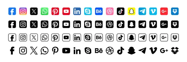 Facebook, Instagram, x, başlıklar, YouTube, WhatsApp, TikTok gibi popüler Sosyal Medya Simgeleri