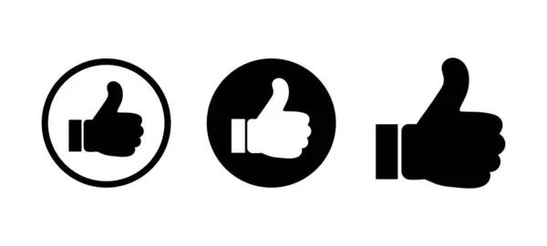 Başparmak yukarı veya simge kümesi vektör illüstrasyonu gibi. Başparmak yukarı simgesi