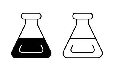 Doldurulmuş ve satır biçimi illüstrasyonunda Lab simgesi kümesi. Eğitim İşareti