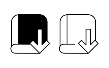 Doldurulmuş ve ana hatları çizilmiş E-book Simgesi vektörü. Eğitim İşareti