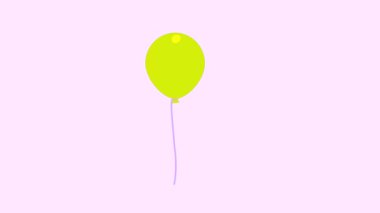 Renkli balonlar beyaz arka planda uçar. Çok renkli grup, kırmızı, yeşil, pembe, mor balonlar. Yüzen renkli balon. Parti, doğum günü, tatil, karnaval için. Çizgi film videosu