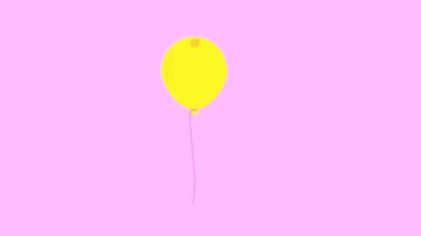 Renkli balonlar beyaz arka planda uçar. Çok renkli grup, kırmızı, yeşil, pembe, mor balonlar. Yüzen renkli balon. Parti, doğum günü, tatil, karnaval için. Çizgi film videosu