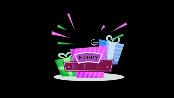 Hyvää Syntymäpäivää Onnittelukortti Hyvää Syntymäpäivää Lahja Hyvää Syntymäpäivää Kakku Videokortit — kuvapankkivideo