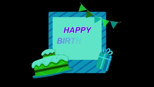 Tarjeta Felicitación Cumpleaños Feliz Regalo Cumpleaños Feliz Cumpleaños Feliz Pastel — Vídeos de Stock