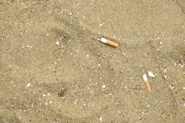 Kumsalda bırakılan sigara izmaritlerinin deniz çevresi üzerinde klasik bir tonu var..