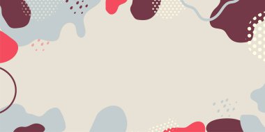 Renkli bir geçmiş. Soyut şekiller ve noktalar. Vektör arkaplanı. Gri, pembe ve mor