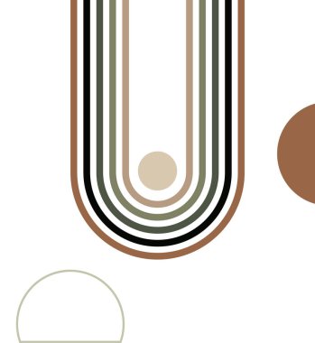 Yüzyılın ortalarında, geometrik denge şekilleriyle birlikte soyut, çağdaş arka plan tasarımı. İzler, kapaklar, duvar kağıtları, duvar resimleri için soyut sanat tasarımı. Boho tarzı