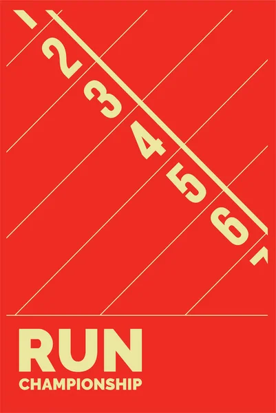 向量布局模板设计 用于跑步 锦标赛或任何体育赛事 带小巷体育场抽象跑道的海报设计 — 图库矢量图片