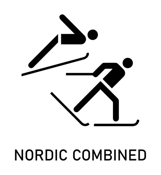 Нордическая Комбинированная Эмблема Одна Пиктограмм Зимних Видов Спорта Игры Спорт — стоковый вектор