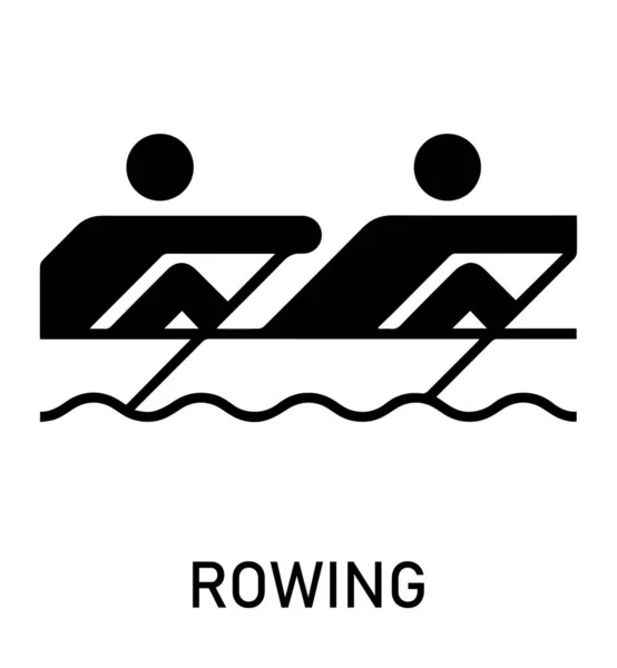 Yaz sporu ikonu. Vektör, beyaz arkaplanda spor disiplinlerinin isimlerini içeren bir resim tespit etti. Oyunlar ve spor. Kürek çekme