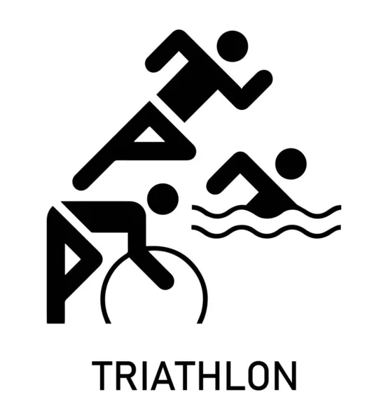 夏季体育偶像 矢量在白色背景上孤立的象形文字与运动学科的名称 游戏和体育 铁人三项骑自行车 — 图库矢量图片