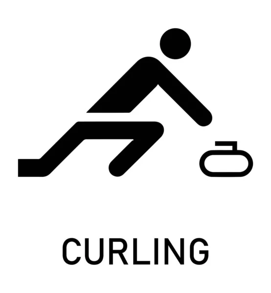 Icono Deporte Curling Aislado Figura Negra Atleta Sobre Fondo Blanco — Archivo Imágenes Vectoriales