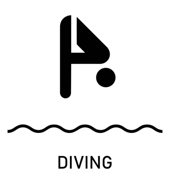 Yaz sporu ikonu. Vektör, beyaz arkaplanda spor disiplinlerinin isimlerini içeren bir resim tespit etti. Oyunlar ve spor. Dalış