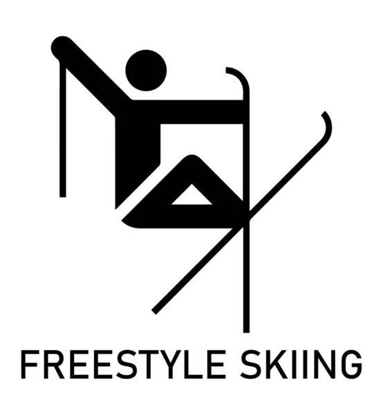 自由式滑雪 矢量象形文字和图标 冬季运动会和体育运动 — 图库矢量图片