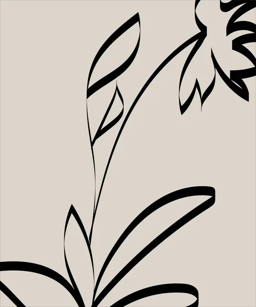 Ręcznie Rysowany Ciągły Rysunek Linii Ziół Abstrakcyjny Kwiat Kwiatowy Ilustracja — Wektor stockowy