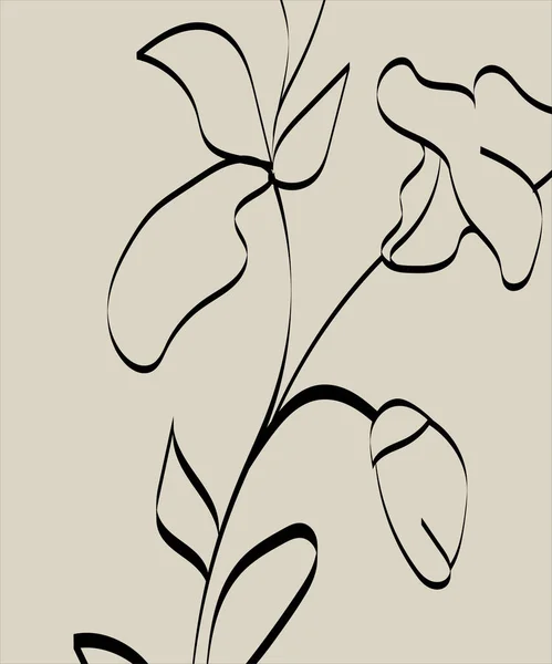 Desenho Linha Contínua Desenhada Mão Ervas Flor Abstrata Floral Ilustração — Vetor de Stock