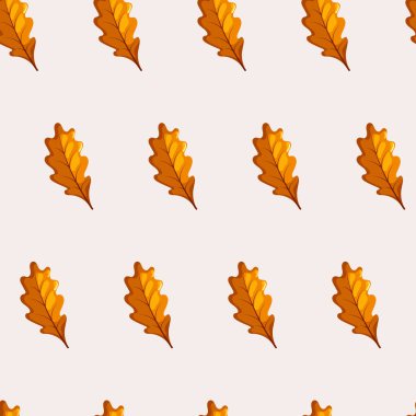 Meşe yapraklarıyla kusursuz desen. Hediye kağıdı, duvar kağıdı, web sayfası arkaplanı, tebrik kartları, tekstil için yüzey tasarımı.