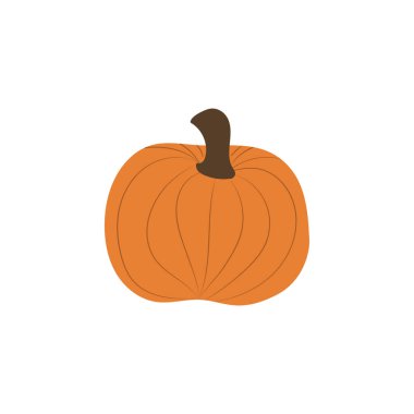 Balkabağım. Sonbahar ruh hali tebrik kartı şablonu. Minimalist kartpostal. Beyaz arkaplanda düz çizgi film tarzında vektör illüstrasyonu