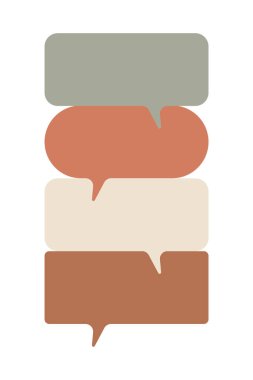 Diyalog kutularının farklı varyantları. Vektör düz çizimler. Konuşma, diyalog, beyaz arkaplan üzerine dekorasyon için pastel renk karalama koleksiyonu.