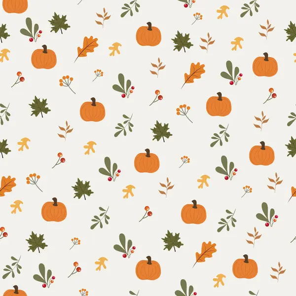 Rengarenk sonbahar, yaprakları, balkabakları ve yaprakları olan doğal, pürüzsüz bir desen. Kusursuz bir geçmişi var. Kasım. Ekim