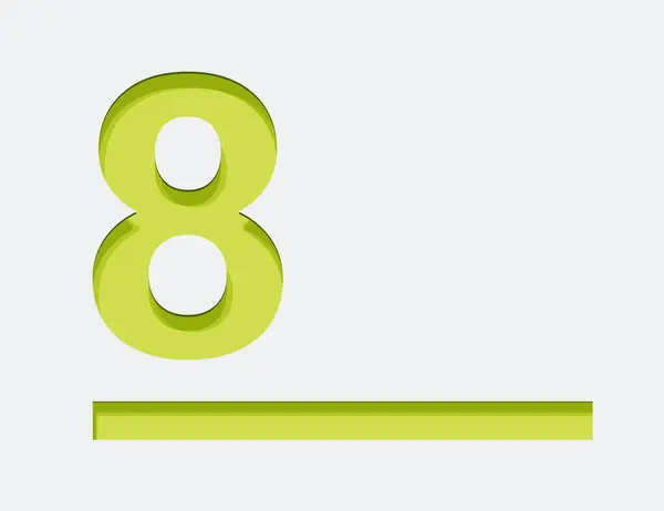 Yeşil numara 8. Vektör tasarım elemanı. Yeşil numara. Vektör 3 boyutlu illüstrasyon. Gölgeli sayılar.