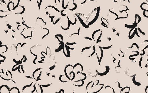 Abstrakcyjny Ręcznie Rysowane Sztuki Kwiat Bezszwowy Wzór Ilustracji Natura Tło Wektory Stockowe bez tantiem