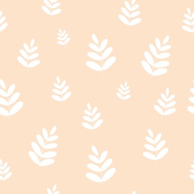 Vektör kusursuz desen. Pembe arka planda beyaz yapraklı bahar arkaplanı. Sarıl bana. Yaz. Turuncu