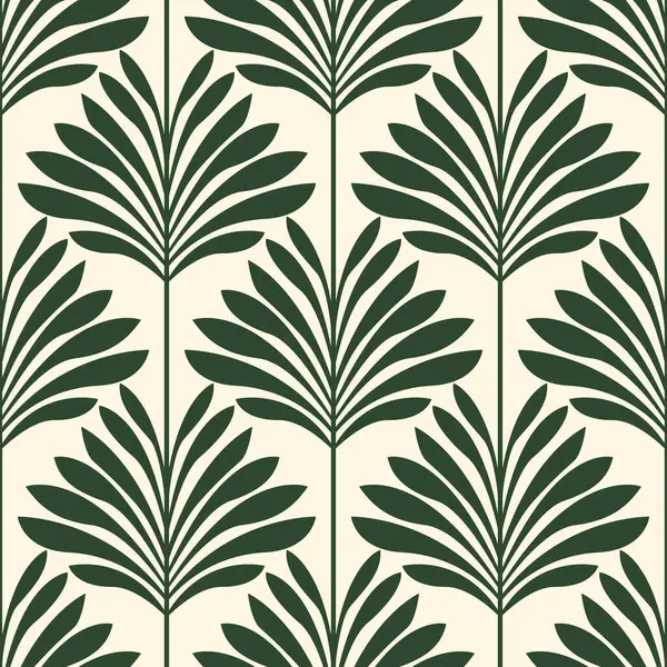 Klasik Art Deco Kusursuz Desen. Yaprak desenli geometrik dekoratif. Geçmişe dönüş. Hafif arkaplan. Yeşil yaprak. Duvar Kağıdı 