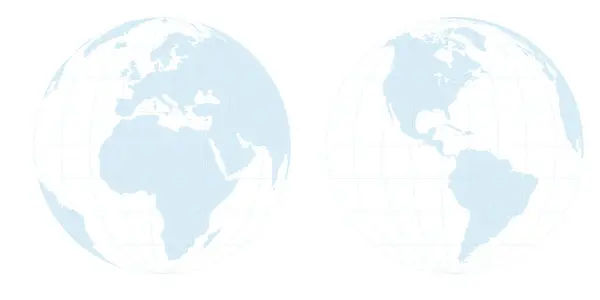 Dünya haritası vektörü, beyaz arkaplanda izole. Düz Dünya, web sitesi için mavi harita şablonu, yıllık rapor, infografi. Dünya haritasına benzer bir ikon. Dünya çapında seyahat, harita silueti arkaplanı.