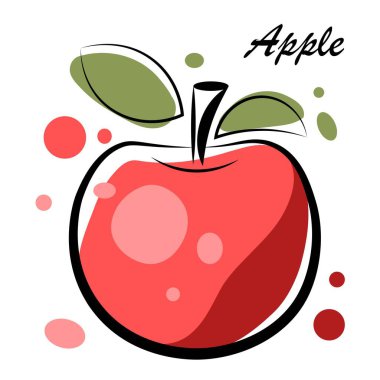 beyaz zemin üzerine kırmızı elma. vektör çizim