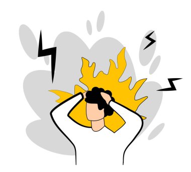 Akıl sağlığı ve tükenmişlik. Vektör illüstrasyonu