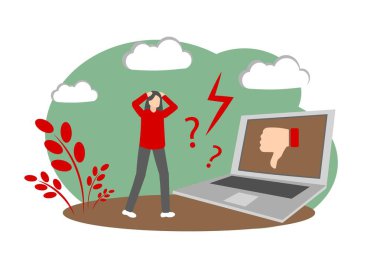 İnternetten nefret ediyorum. Vektör illüstrasyonu