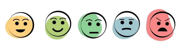 Emosi Manusia Emoticon Dengan Latar Belakang Putih Ilustrasi Vektor - Stok Vektor