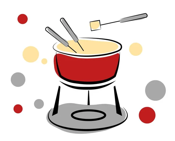 Fondue Queijo Fundo Branco Ilustração Vetorial —  Vetores de Stock