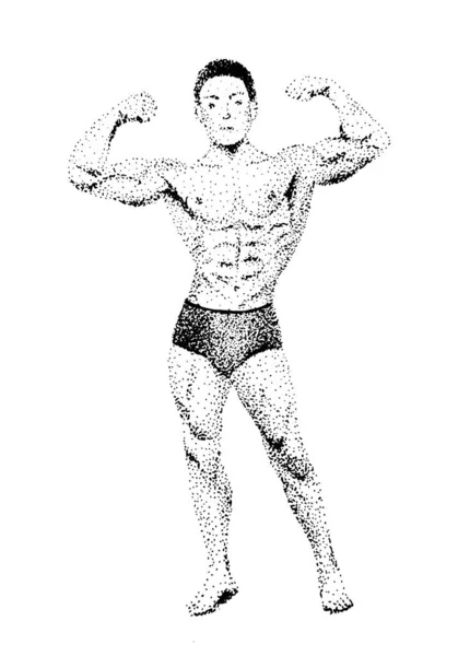 Bodybuilder Masculin Sur Fond Blanc Illustration Vectorielle — Image vectorielle