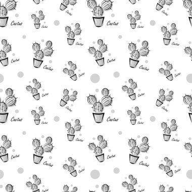 Beyaz arka planda kaktüs. Vektör illüstrasyonu