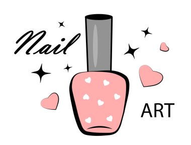 Beyaz arka planda pembe tırnak cilası. Vektör illüstrasyonu